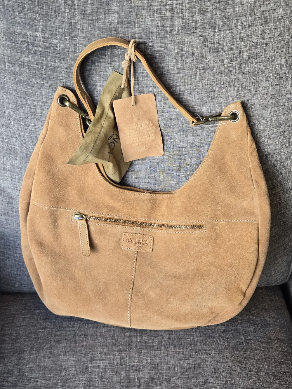 Vilenca Holland 100% Genuine Leather Suede Hobo Shoulder Bag Light Tan – NWT